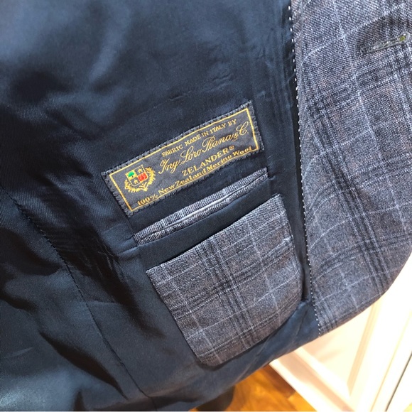 Jack Victor 100% New Zealand Merino Wool Gray Single Breasted Plaid Blazer - Picture 8 of 10